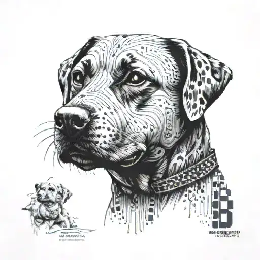 Create A Tattoo Inspired By Tokyo Street Art And Music Culture With A Dog As A Central Figure