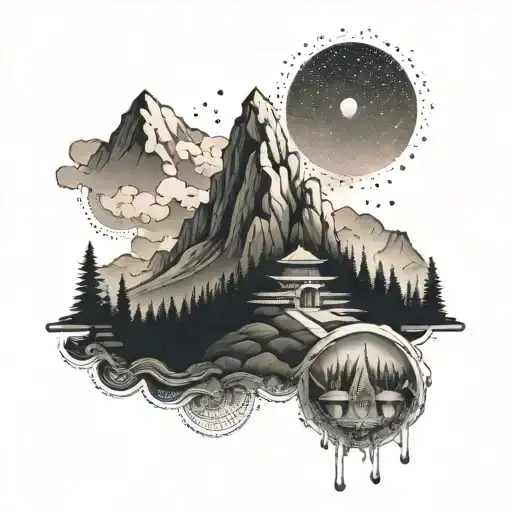 Mountain And Temple Surrounded