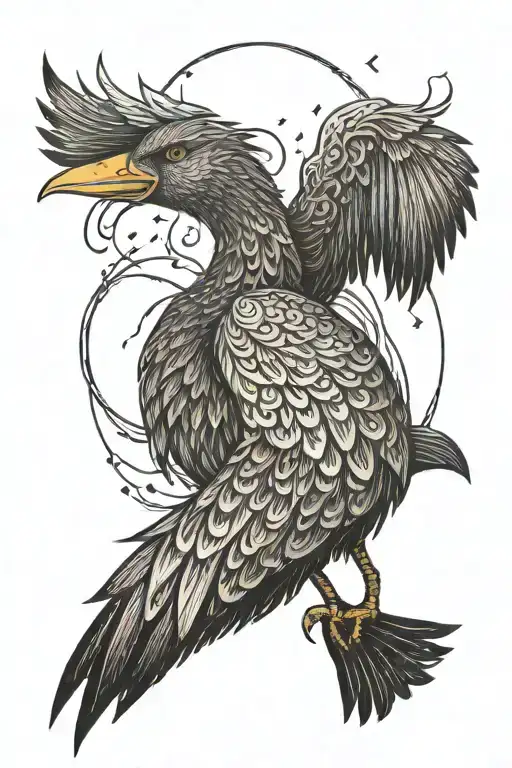 Phoenix Rising With A Duck In Center