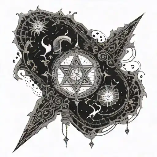 A Mystical Grimoire Surrounded By Dark And Mysterious Symbols