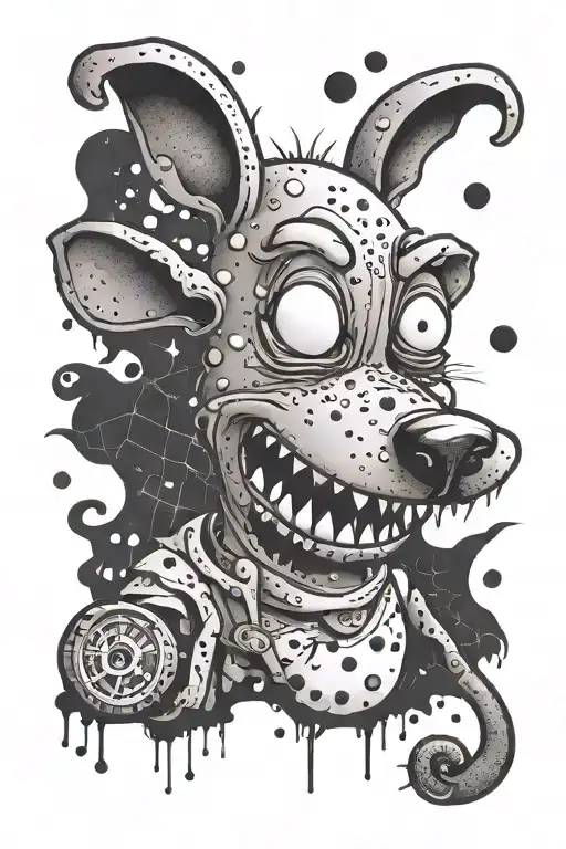 A Tattoo Design Inspired By Courage The Cowardly Dog In A Dotwork Style