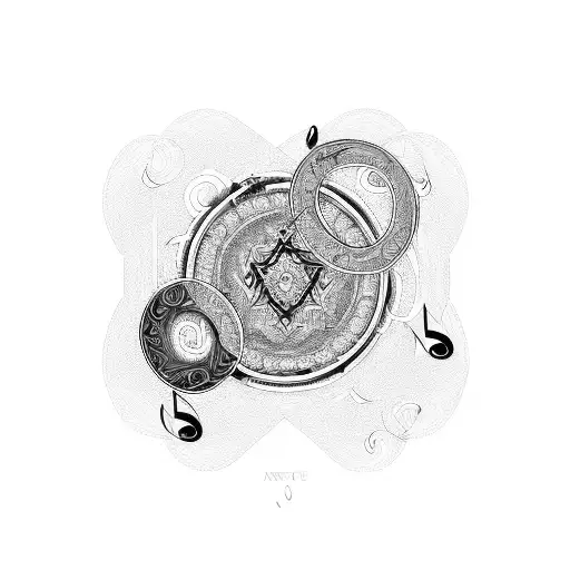 An Intricate Design Of The One Ring With Musical Symbols And Vinyl Records Incorporated Into It