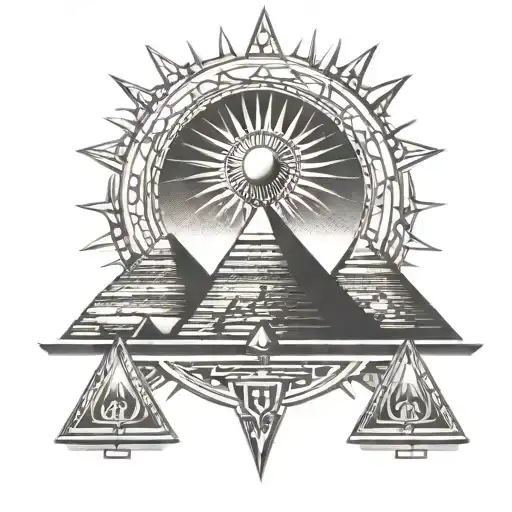 Egypt Cross Pyramids Sun