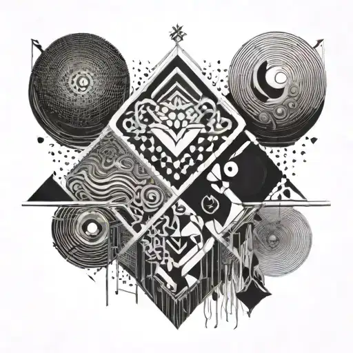 Abstract Geometric Tattoo Representing The Connection Between It And Maori Music