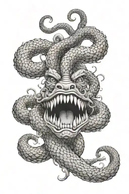 A Gorgon In A Rage With Intricate Snake Patterns