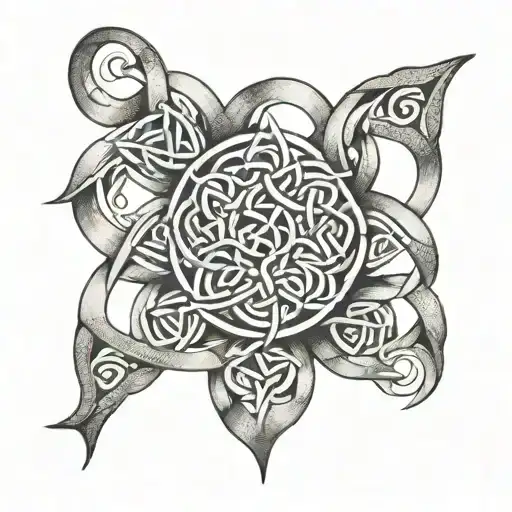 Create A Tattoo Featuring A Celtic Knot With Slovakian Motifs Intertwined