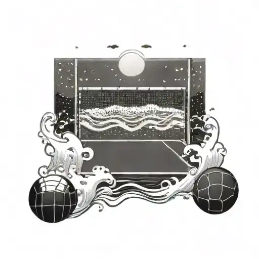 A Handball Court With Waves Crashing In The Background Symbolizing Urlaub