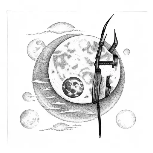 Bright Moon At Night Over Forrest