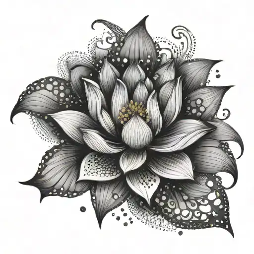 Lotus Flower Blooming Within A Spiral Design