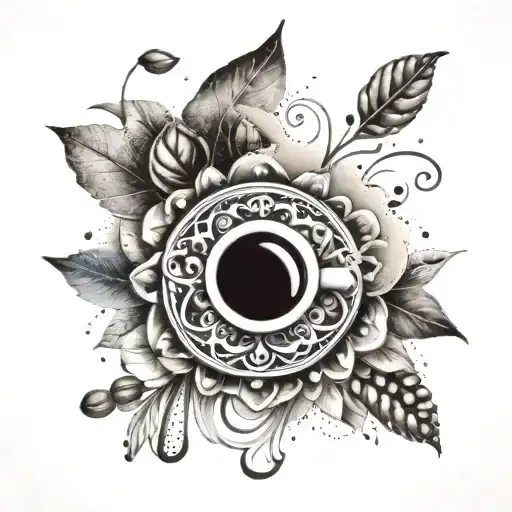A Mandala Design With Coffee Beans And Steam Swirling Around It