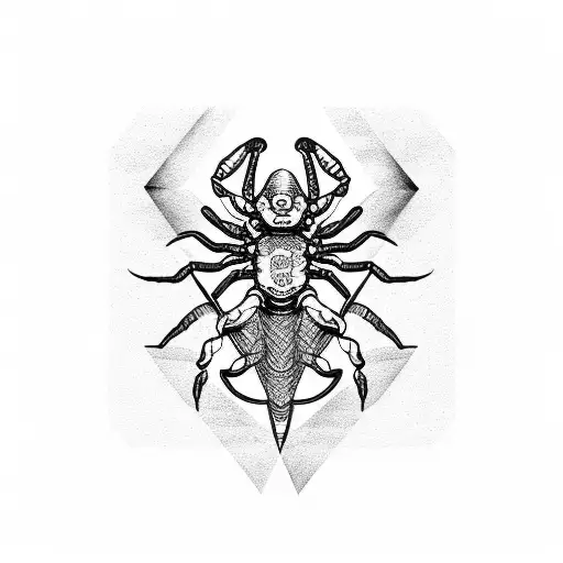 Minimal Style Scorpion With Tail Curled Inside A Triangle Pointing Downwards