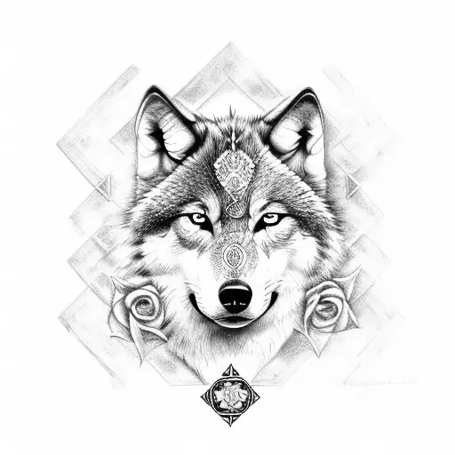 Blue Cross With Wolf