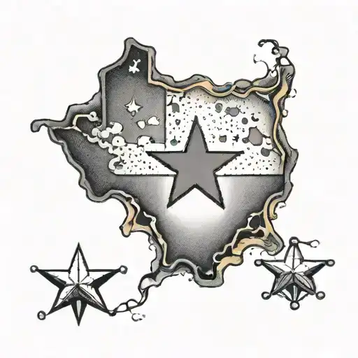 Create A Tattoo Of A Texas Flag Made Out Of Burning Copper With Plumbing Elements Intertwined