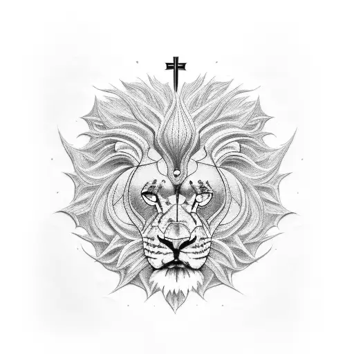 Cross And Rose And Lion