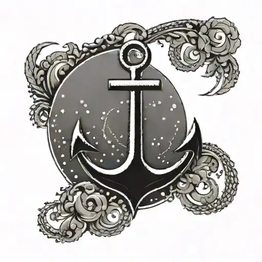 A Minimalist Anchor Silhouette With A Subtle M&k Sea Logo Incorporated Into The Design