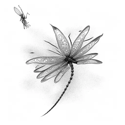 Red Spider Lily With A Dragonfly