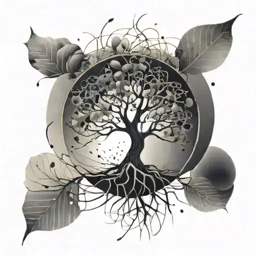 An Abstract Tree Design With Intricate Geometric Roots And Branches
