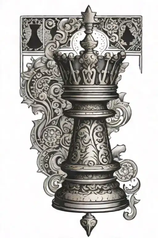 King Chess Piece In Shape Of A Card Deck