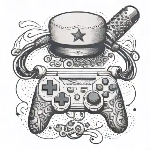 A Tattoo Of A Gaming Controller Intertwined With A Chef's Hat