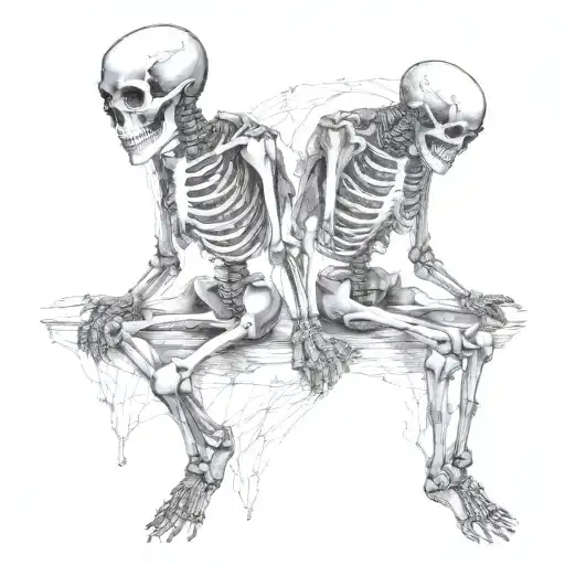 Skeleton Lovers Holding Hands