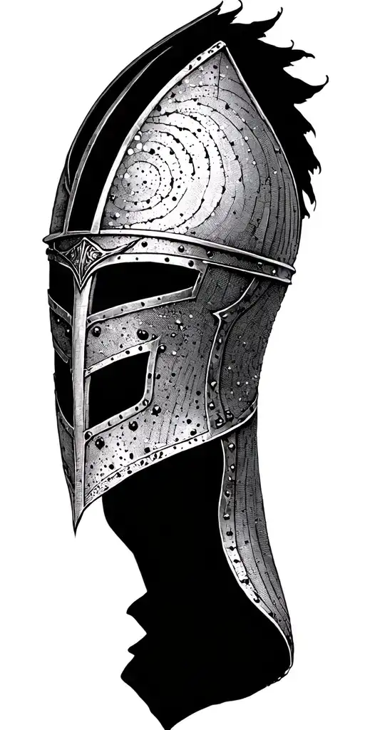 Knight Helmet Black And White