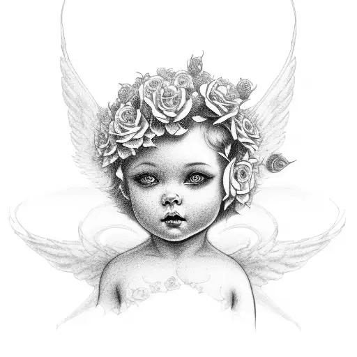 Cherub With Roses