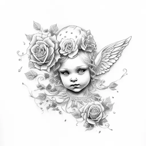 Cherub With Roses