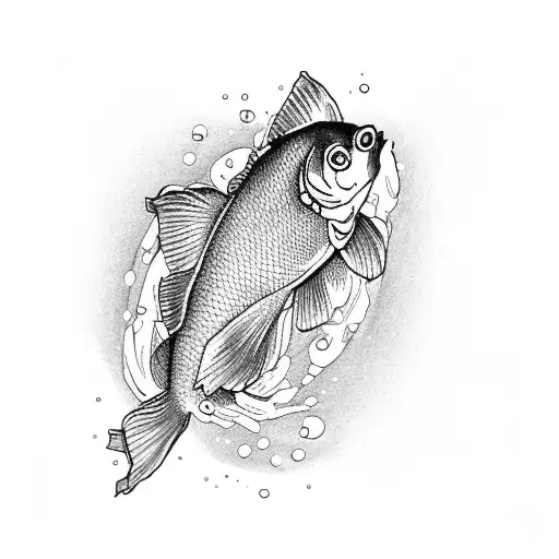 Cherry Blossoms Around 2 Koi Fish Black And White Looks Like A Pond Full Forearm Sleeve