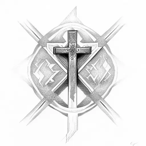 Christian Cross With Word Warrior