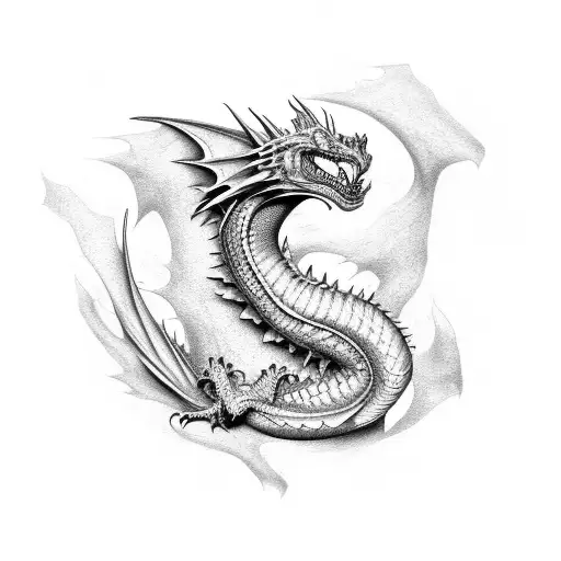 Realistic Dragon On Neck