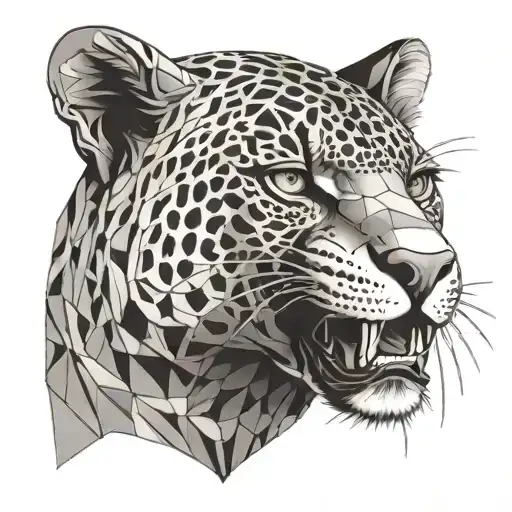 Create A Geometric Jaguar Head Tattoo Inspired By Hip Hop Album Cover Art
