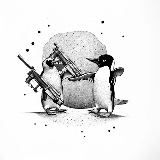 Penguin With Gun Funny