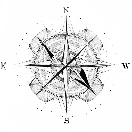 Crane Against The Background Of A Compass And Wind Rose