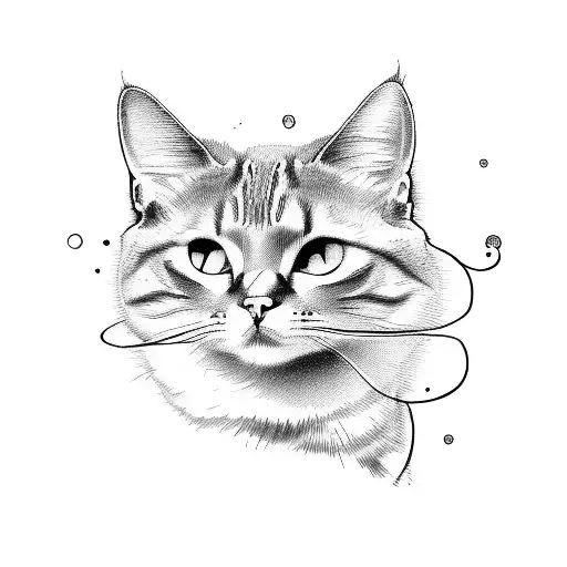 Minimalist Drawing Of A Cat With One Uninterrupted Line