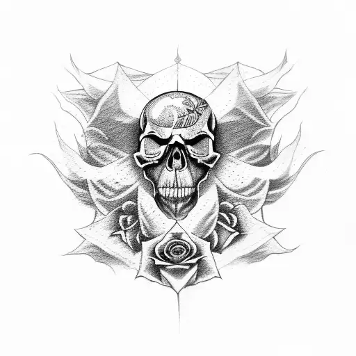 Skull Dragon And Roses