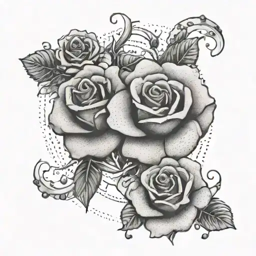 Roses And Gemini Zodiac Symbol Intertwined