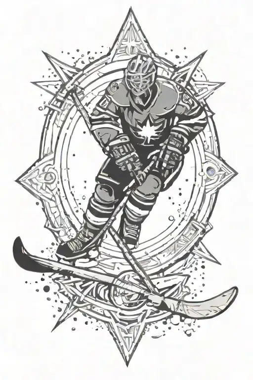 A Religious Symbol With Elements Of Hockey And Space Incorporated