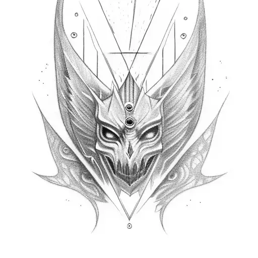 A Sketch-style Tattoo Of An Electric Guitar With The Eye Of Sauron As The Soundhole