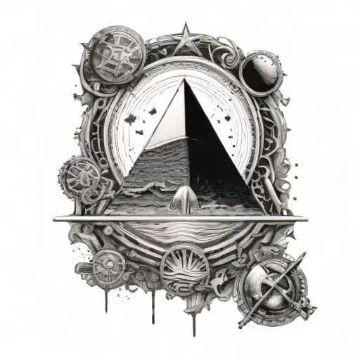 An Intricate Dotwork Piece Featuring Iconic Symbols From The Dark Side Of The Moon Album