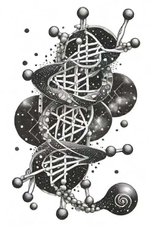 A Close-up Of A Dna Strand Intertwined With A Spiral Galaxy