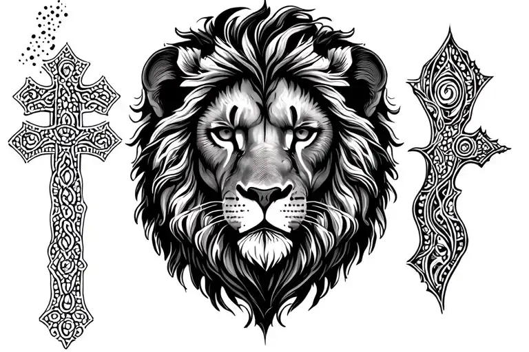 Cross With Lion Head