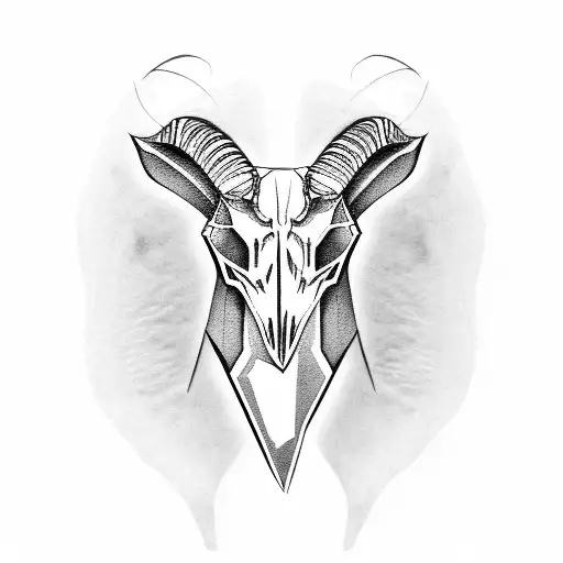 Goat Skull In The Middle Of Metal Wings