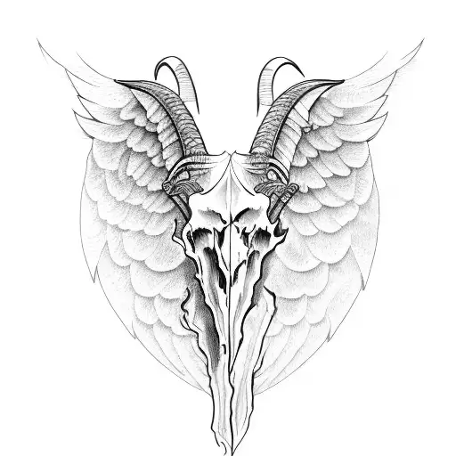 Goat Skull And Angel Wing