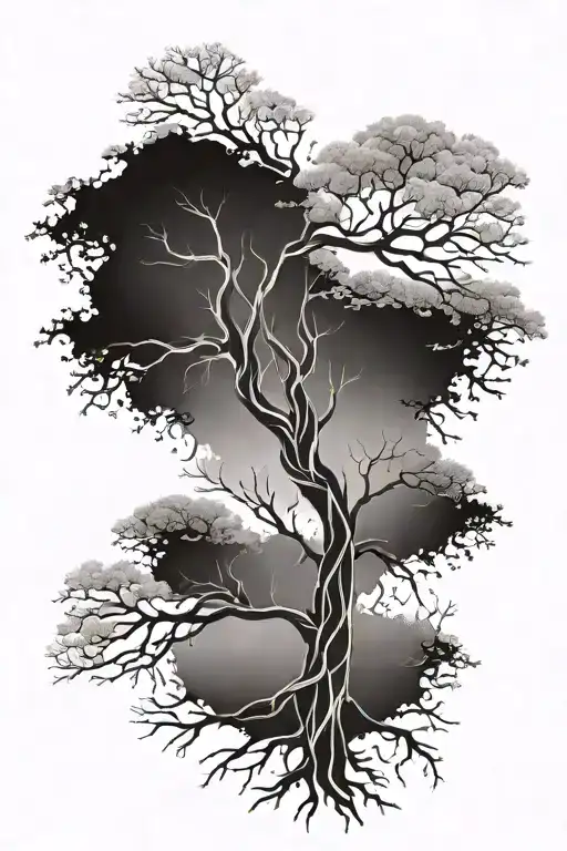 Strength Tree Branches Stretching Towards The Sky Symbolizing