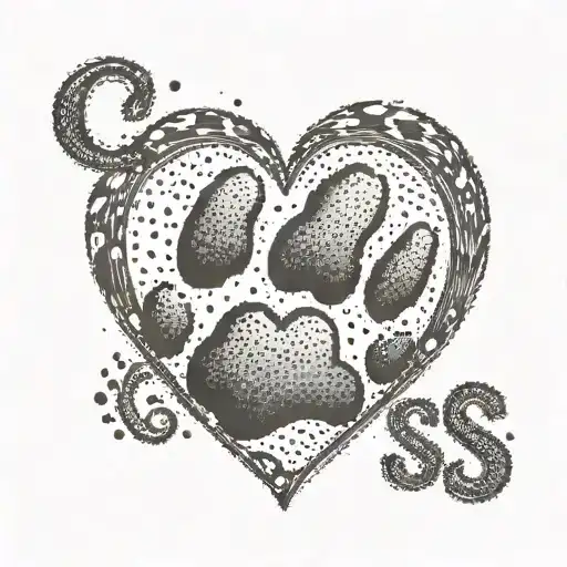 Cat Paw Print Inside A Dog Paw Print With The Letters C And S In A Heart