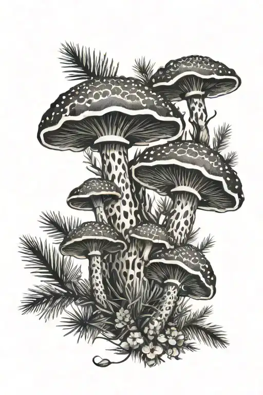 Create A Sweeping Decidious Forest With Morchella Mushrooms Hidden In The Pine Needles As A