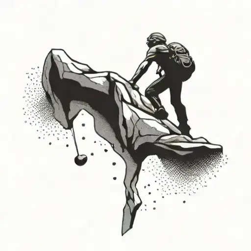 A Rock Climber Scaling A Mountain With Musical Notes Intertwined In The Background