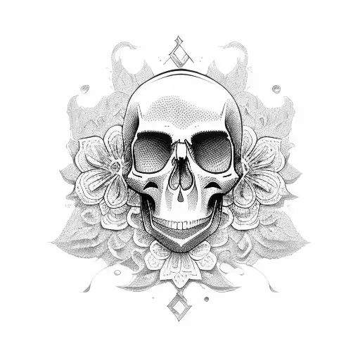 Skull With Flowers