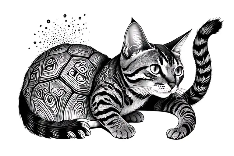 Tortoise Shell Cat Curled