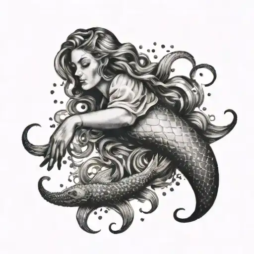 A Sailor's Hand Reaching Out To Save A Drowning Mermaid